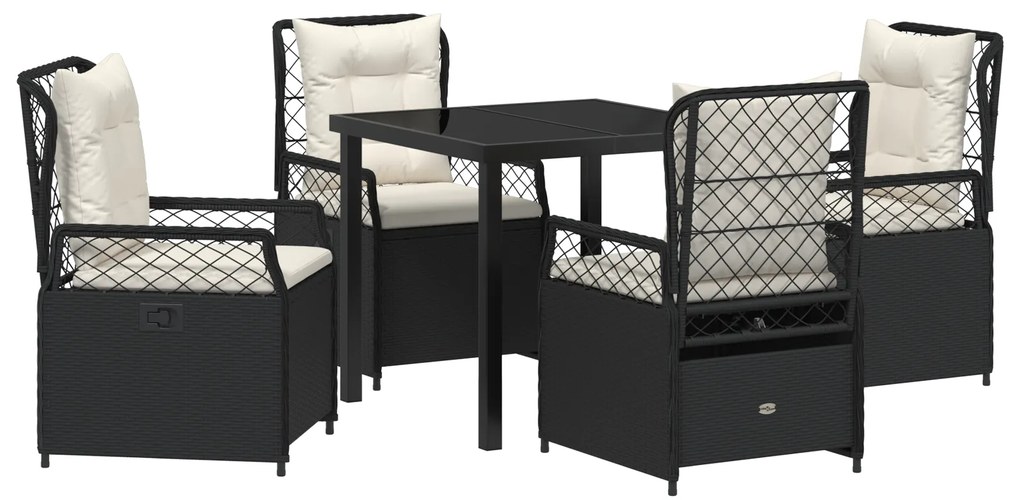vidaXL Σετ 5 Τεμαχίων Επίπλων Κήπου Μαύρο Poly Rattan