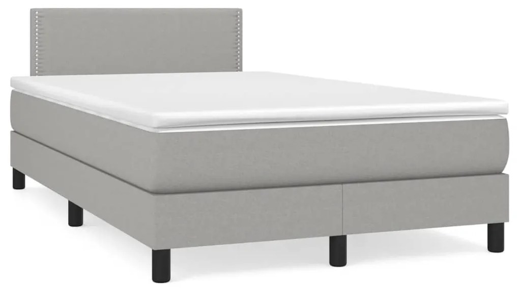 vidaXL Κρεβάτι Boxspring με Στρώμα &amp; LED Αν.Γκρι 120x190εκ. Υφασμάτινο