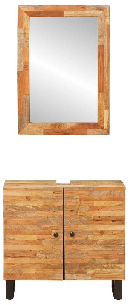 vidaXL Σετ Μπάνιου με αποθήκευση με πόρτα Φυσικό Στερεό ξύλο μάνγκο