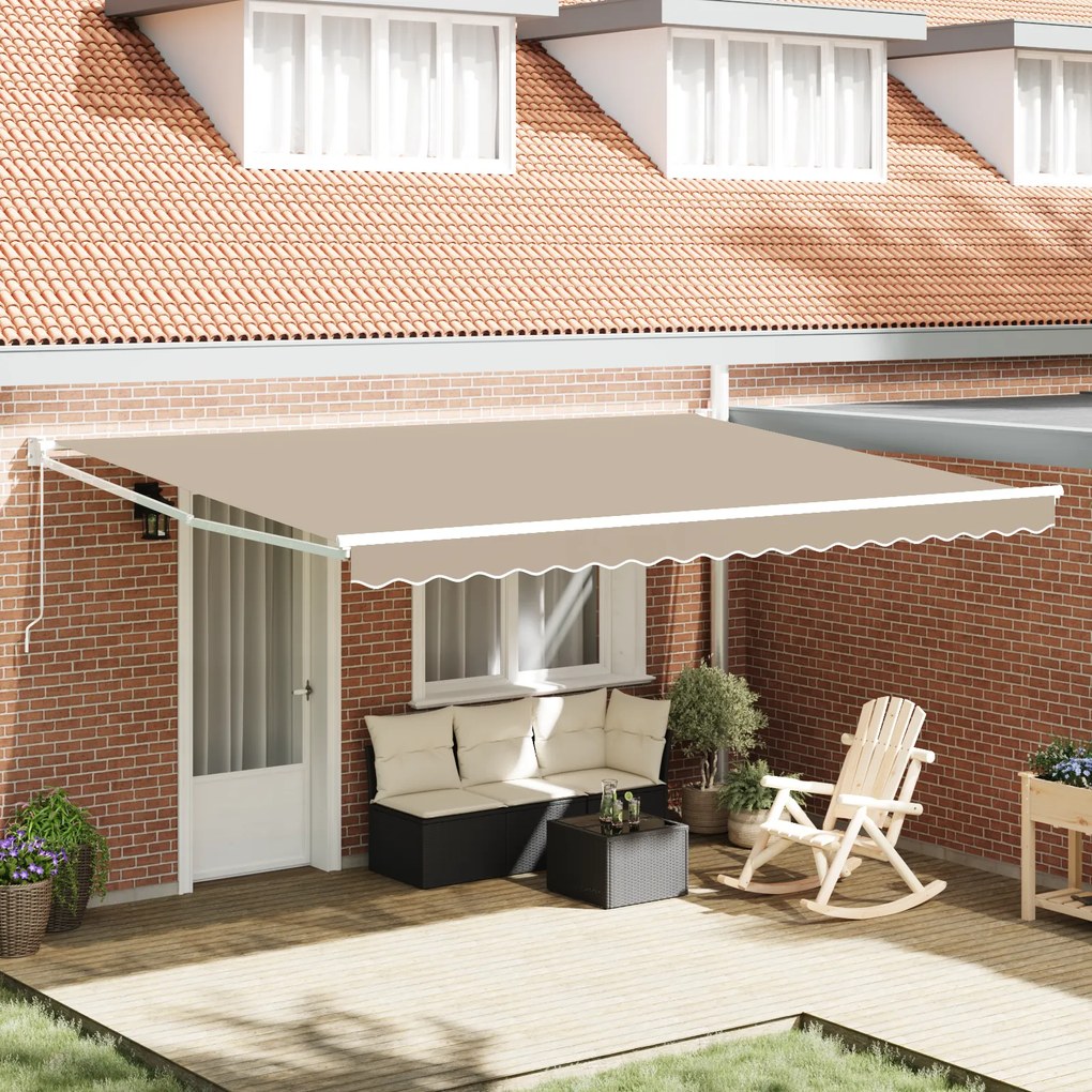 vidaXL Χειροκίνητη ανασυρόμενη τέντα Μπεζ 450x300 cm
