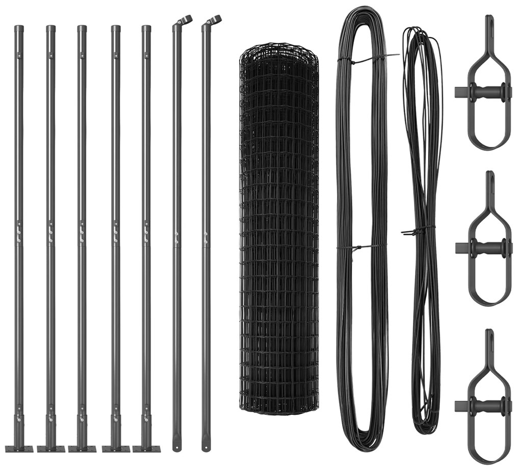 vidaXL Euro Fence με 7 φλαντζωτές κολώνες 1.2x10 μ Γαλβανισμένο ατσάλι