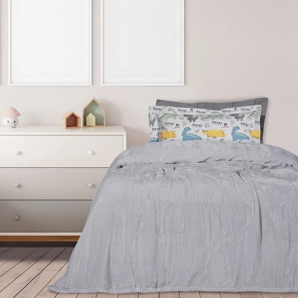 Κουβέρτα 1342 Velour Grey Das Home Υπέρδιπλo 220x240cm Πολυέστερ