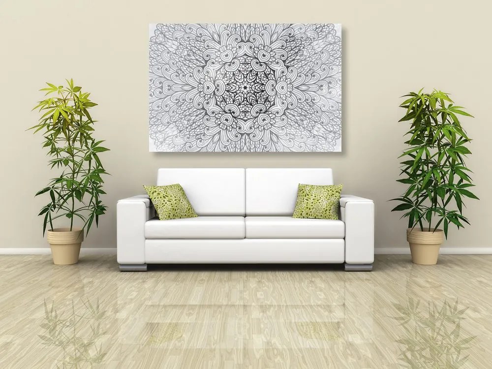 Εικόνα έθνικ Mandala σε μαύρο και άσπρο - 120x80