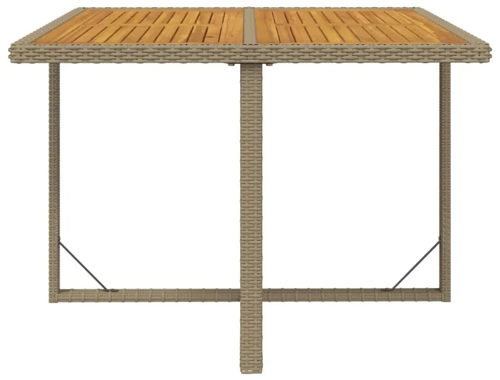 vidaXL Τραπέζι Κήπου Μπεζ 109x107x74 εκ. Συνθετικό Ρατάν/Μασίφ Ακακία