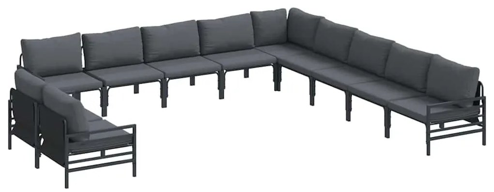 vidaXL Σετ Καναπέ Κήπου με μαξιλάρι 11 pcs Ανθρακί Ατσάλι