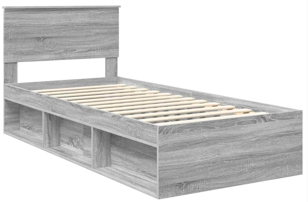 vidaXL Σκελετός Κρεβατιού με κεφαλάρι Γκρίζο Σονομα 100 x 200 cm