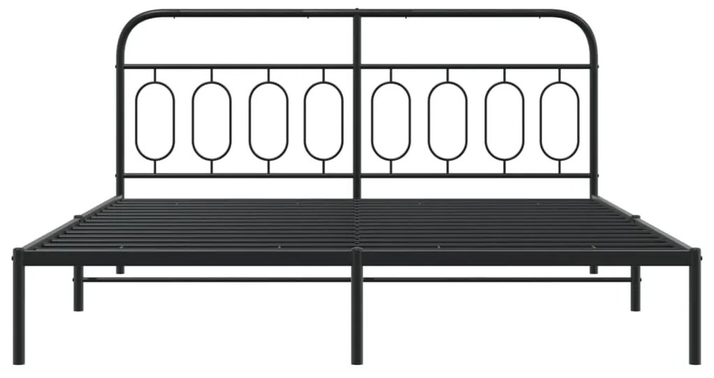 vidaXL Πλαίσιο Κρεβατιού με Κεφαλάρι Μαύρο 193 x 203 εκ. Μεταλλικό