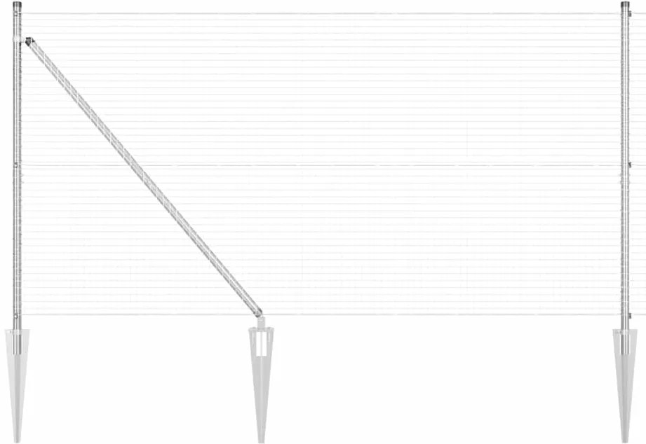 vidaXL Φράχτης με Στήλες. Ασημί 0.8 x 10 m Ατσάλι
