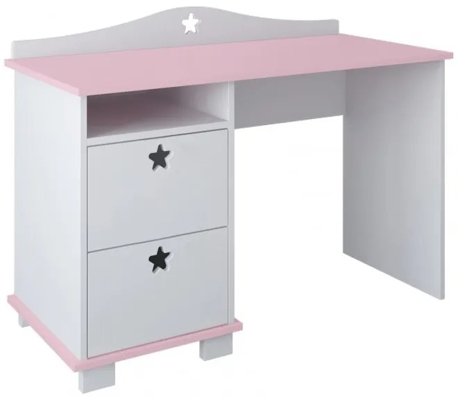 Γραφείο Stars  με 2 Συρτάρια  White + Pink  120x53x86cm  BC70025  BabyCute