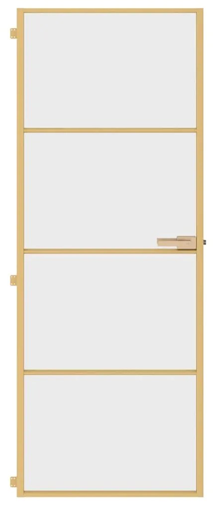 vidaXL Εσωτερική Πόρτα Χρυσή 76 x 201,5 εκ. Ψημένο Γυαλί &amp; Αλουμίνιο