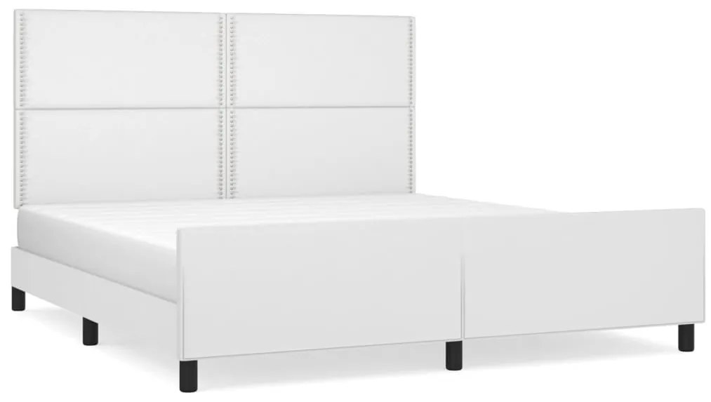 vidaXL Πλαίσιο Κρεβατιού με Κεφαλάρι Λευκό 160x200 εκ. Συνθετικό Δέρμα