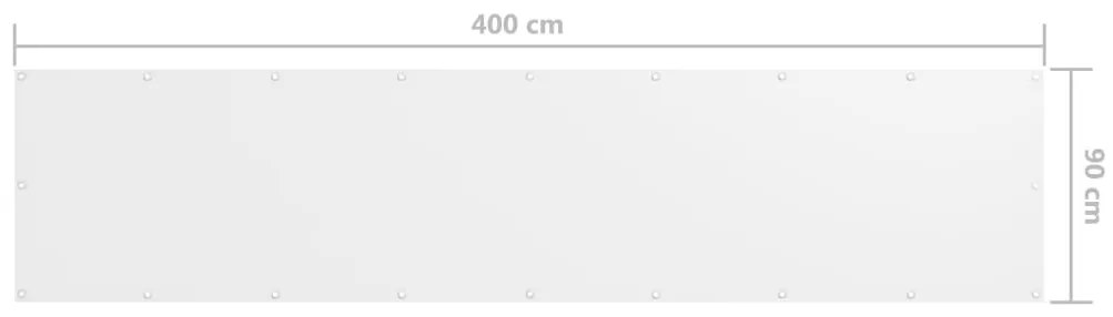 vidaXL Διαχωριστικό Βεράντας Λευκό 90 x 400 εκ. Ύφασμα Oxford