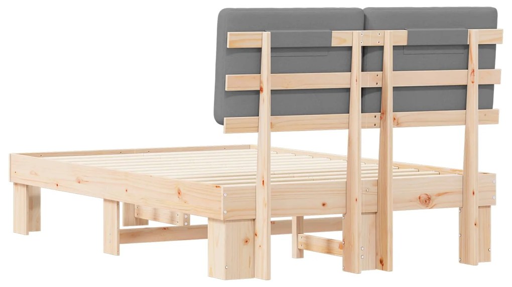 vidaXL Σκελετός Κρεβατιού με Επενδεδυμένο Κεφαλάρι Ανοιχτό γκρι