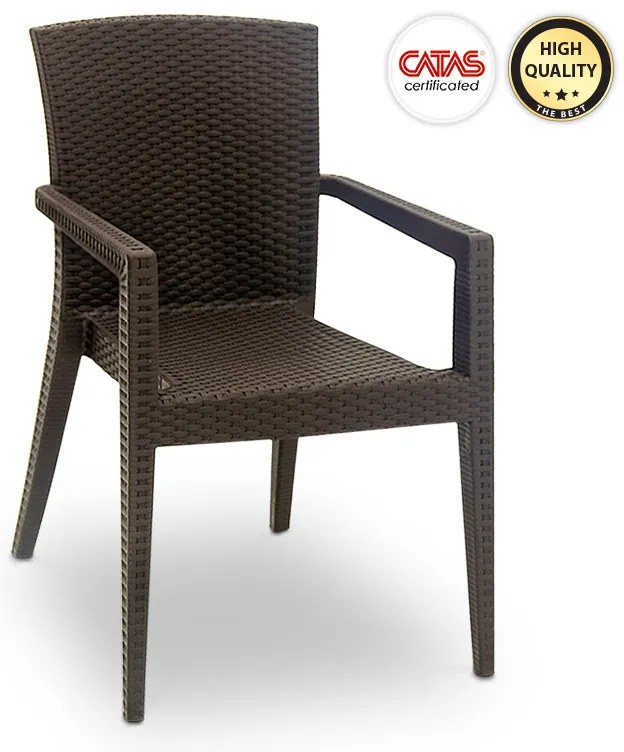 Πολυθρόνα κήπου Bali Megapap από PP χρώμα καφέ 57x60x85εκ.-GP015-0007