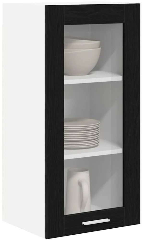 vidaXL Κρεμαστό ντουλάπι με πόρτα 2 pcs Μαύρη Οξυά 40 x 31 x 80 εκ.