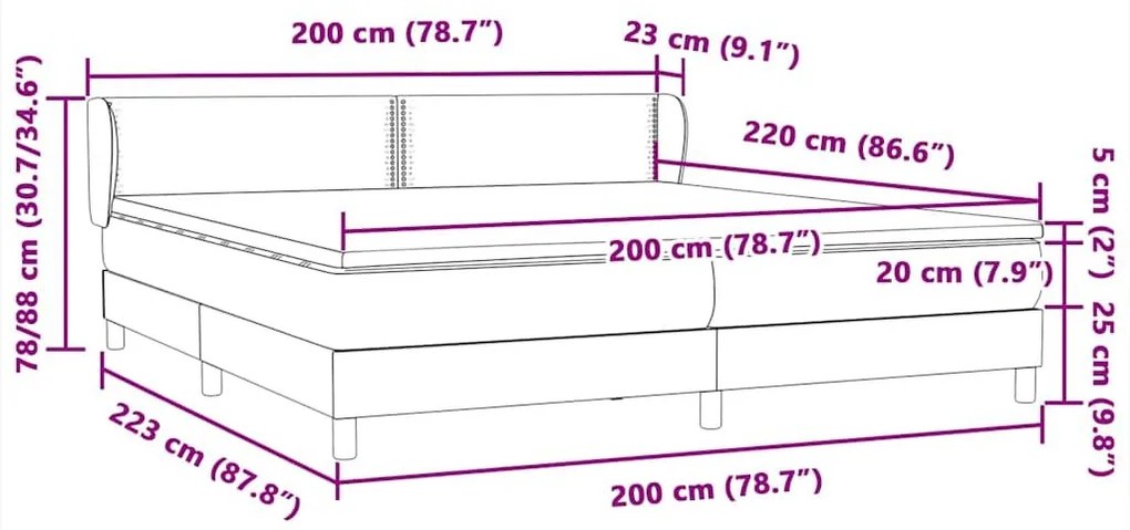 Box Spring Κρεβάτι με στρώματα Σκούρο μπλε 200x220 cm Βελούδινο - Μπλε