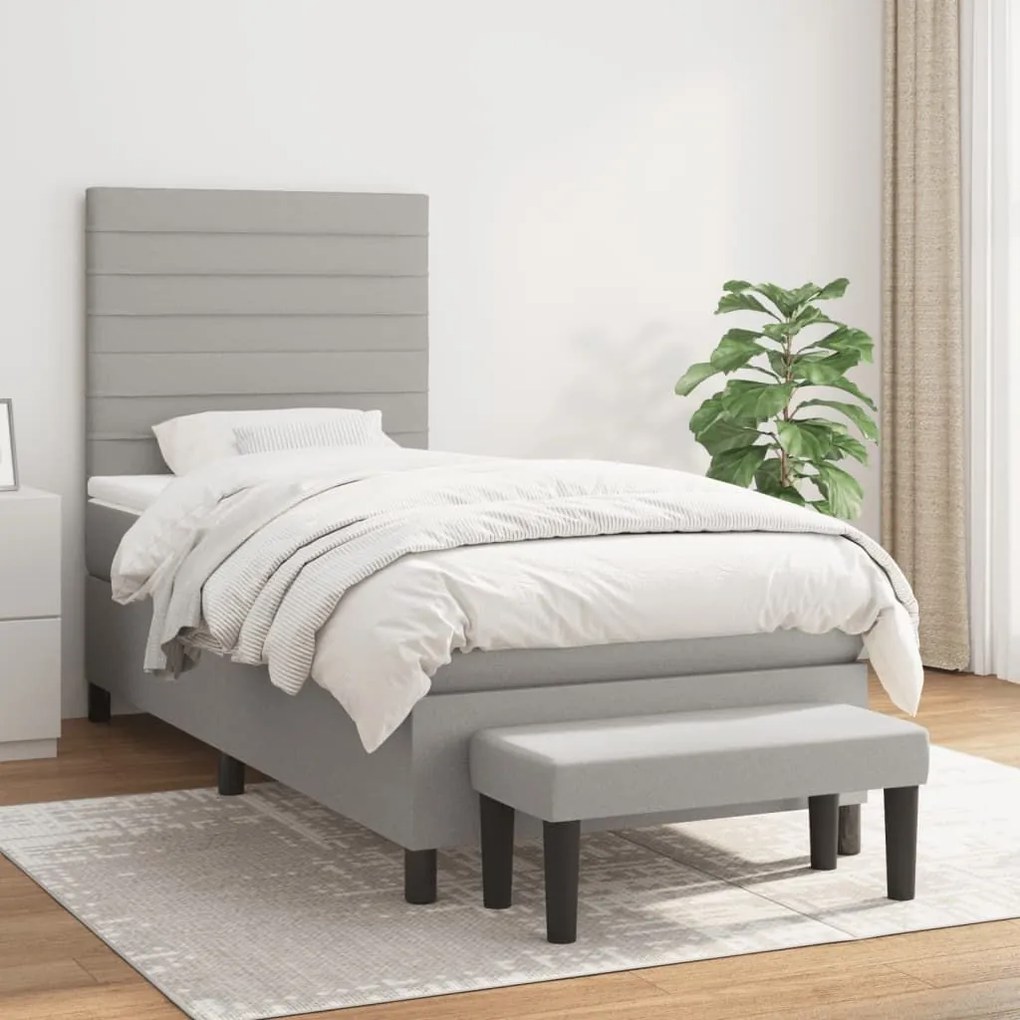 ΚΡΕΒΑΤΙ BOXSPRING ΜΕ ΣΤΡΩΜΑ ΑΝΟΙΧΤΟ ΓΚΡΙ 90X200 ΕΚ. ΥΦΑΣΜΑΤΙΝΟ 3136645