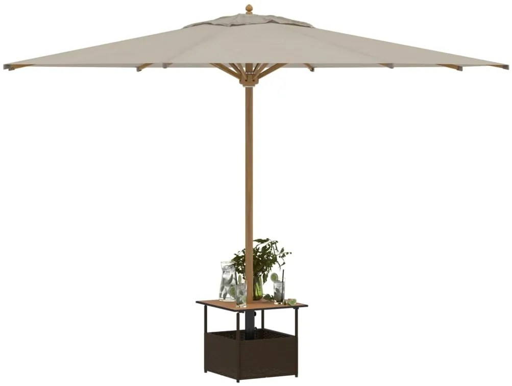 vidaXL Τραπέζι Κήπου με Οπή Ομπρέλας Καφέ 55x55x46,5εκ. Συνθ. Ρατάν