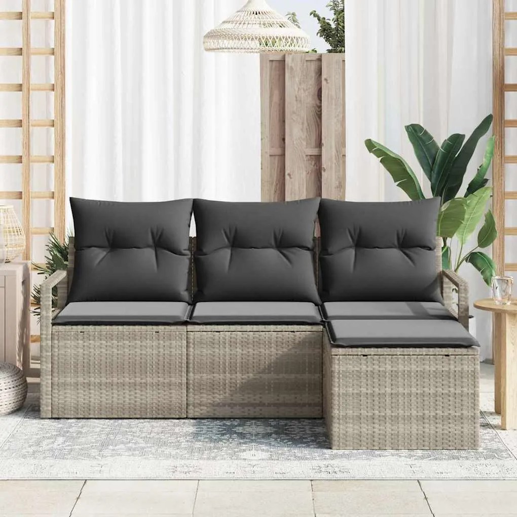 vidaXL Σετ Καναπέ Κήπου 4 pcs Ανοιχτό γκρι Πολυ rattan, βαμμένο ατσάλι
