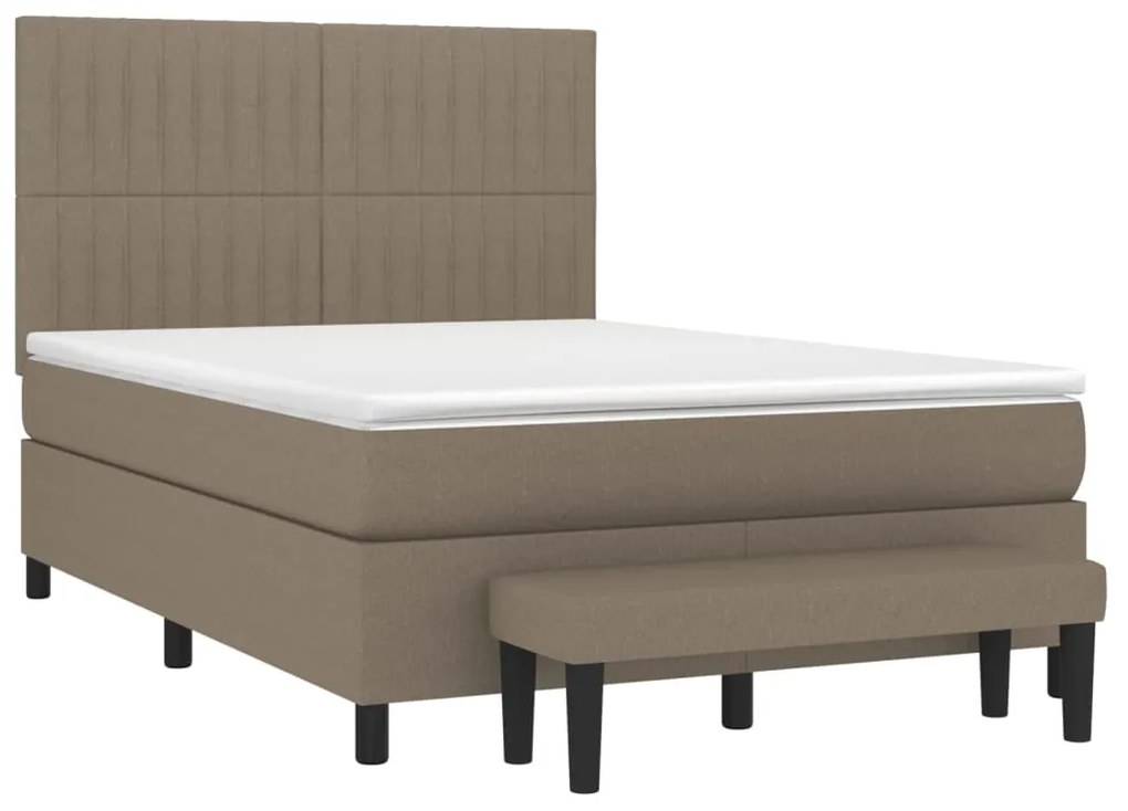 vidaXL Κρεβάτι Boxspring με Στρώμα Taupe 140x200 εκ. Υφασμάτινο