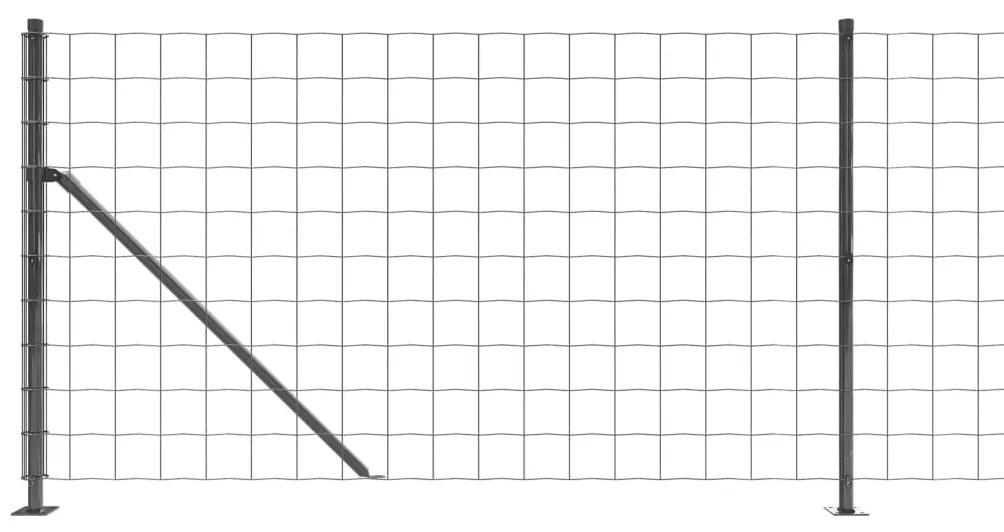 vidaXL Συρματόπλεγμα Περίφραξης Ανθρακί 1,1 x 25 μ. με Βάσεις Φλάντζα
