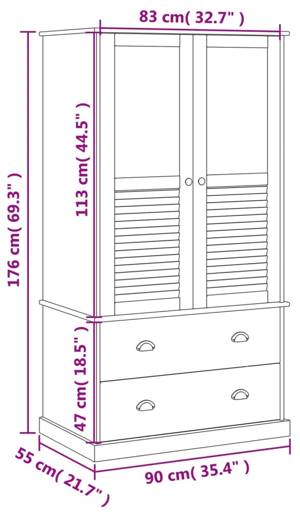 ΝΤΟΥΛΑΠΑ VIGO 90 X 55 X 176 ΕΚ. ΑΠΟ ΜΑΣΙΦ ΞΥΛΟ ΠΕΥΚΟΥ 353163