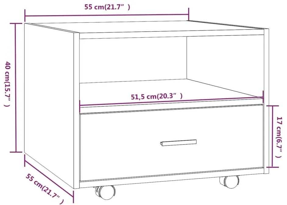 Τραπεζάκι Σαλονιού Γκρι Sonoma 55x55x40 εκ. Επεξεργασμένο Ξύλο - Γκρι