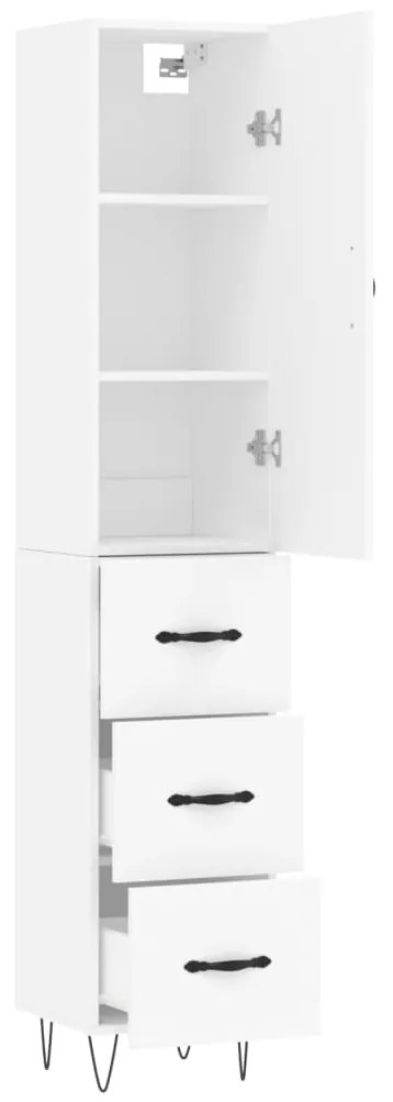 vidaXL Ντουλάπι Λευκό 34,5 x 34 x 180 εκ. από Επεξεργασμένο Ξύλο
