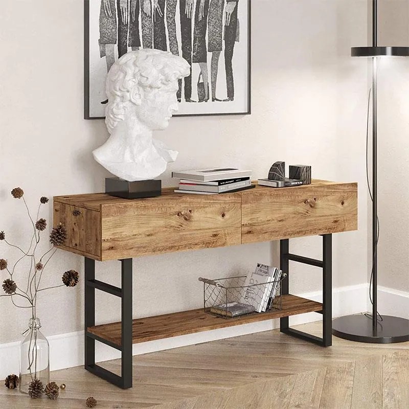 Κονσόλα Vien oak-μαύρο 139x43x75,5εκ