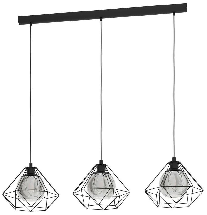 Φωτιστικό Οροφής-Ράγα 'Vernham' 43483 Black-Clear Eglo Metal, Glass