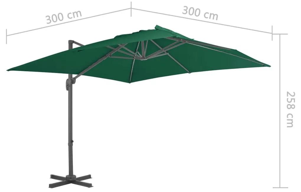 Ομπρέλα Κρεμαστή Πράσινη 300 x 300 εκ. με Αλουμινένιο Ιστό - Πράσινο
