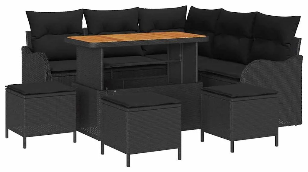 vidaXL Σετ Καναπέ Κήπου 9 pcs Μαύρο συνθετικό ρατάν
