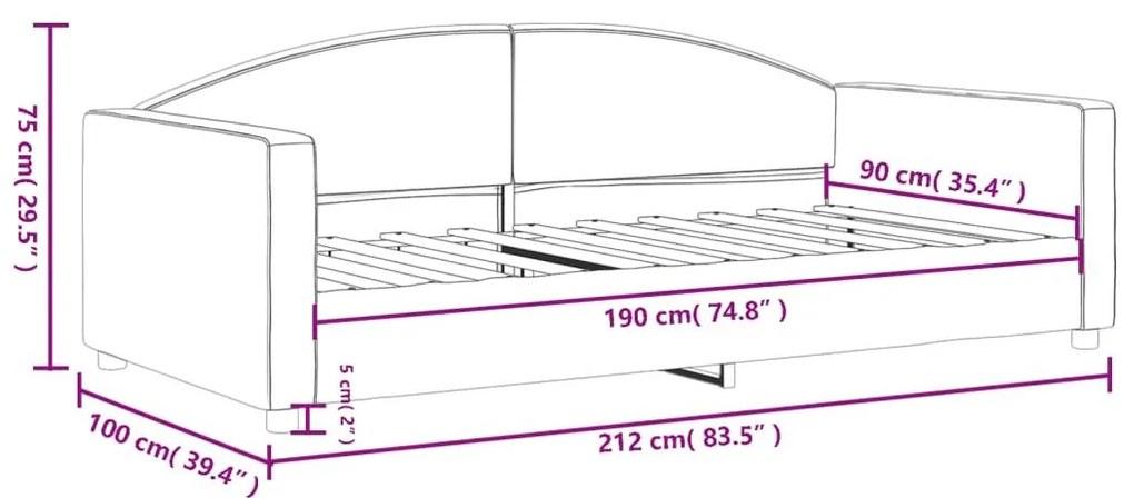 Καναπές Κρεβάτι Σκούρο Γκρι 90 x 190 εκ. Υφασμάτινος - Γκρι