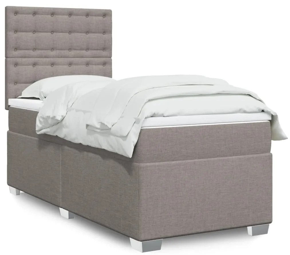 vidaXL Κρεβάτι Boxspring με Στρώμα Taupe 90x200 εκ. Υφασμάτινο