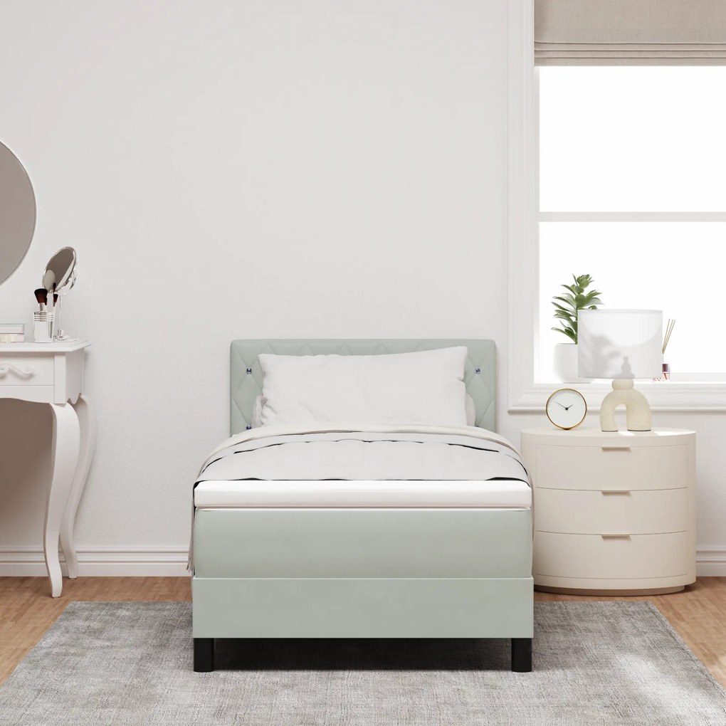 vidaXL Κρεβάτι με Στρώμα Light Grey Μονό Βελούδο