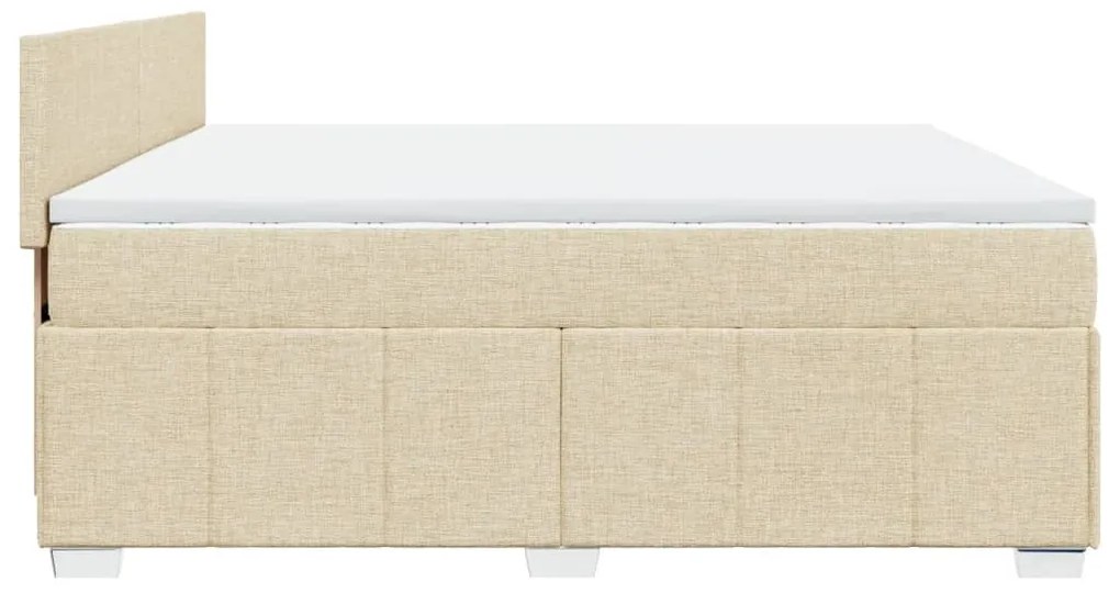 vidaXL Κρεβάτι Boxspring με Στρώμα Κρεμ 200x200 εκ. Υφασμάτινο