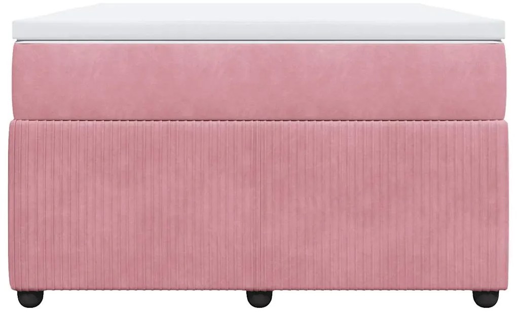 vidaXL Κρεβάτι Boxspring με Στρώμα Ροζ 120x190 εκ. Βελούδινο