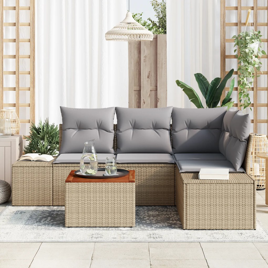 vidaXL Σαλονάκι Κήπου 5 pcs Beige, ανοιχτό γκρι 55 x 55 x 37 εκ