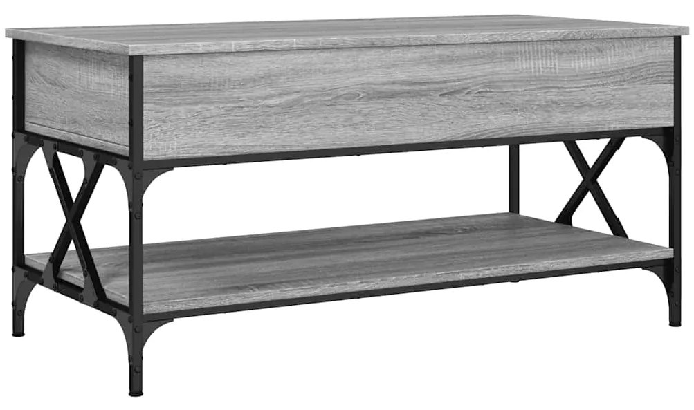 vidaXL Τραπεζάκι Σαλονιού Γκρι Sonoma 100x50x50 εκ. Επεξ. Ξύλο/Μέταλλο