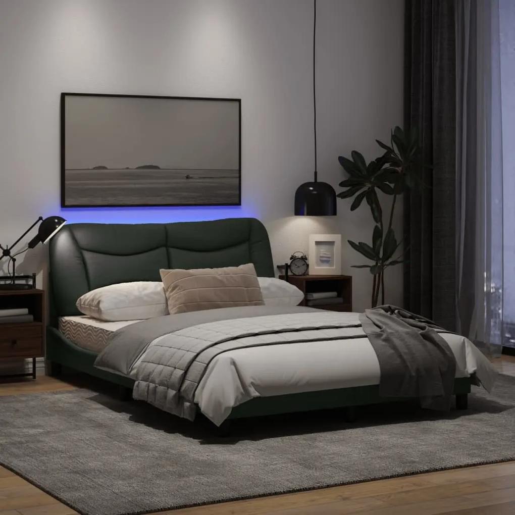 Πλαίσιο Κρεβατιού με LED Σκούρο Γκρι 140x190 εκ. Υφασμάτινο - Γκρι