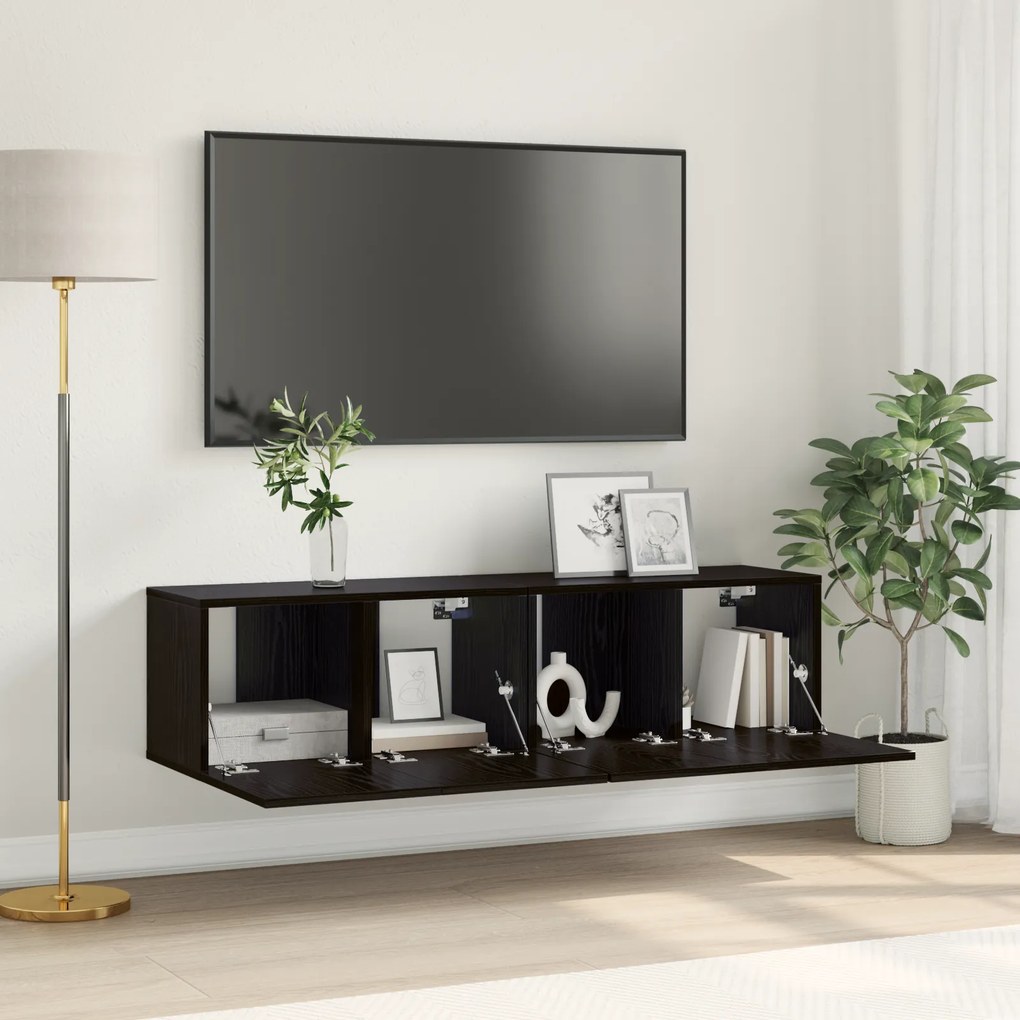 vidaXL Σετ Ντουλαπιών Τηλεόρασης Μαύρη Δρυς Επεξεργασμένο ξύλο Μικρό