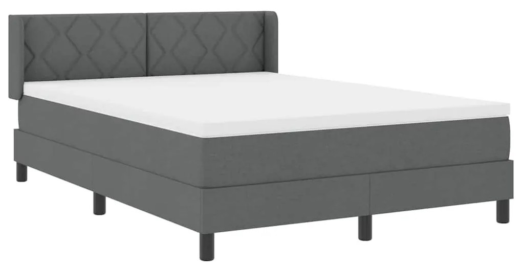 vidaXL Κρεβάτι box spring με στρώμα με στρώμα Σκούρο γκρι 140 x 190 cm