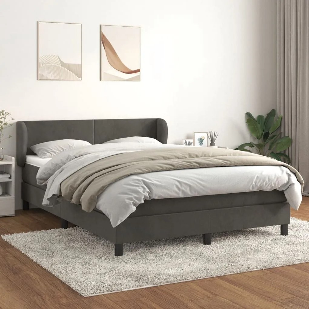 ΚΡΕΒΑΤΙ BOXSPRING ΜΕ ΣΤΡΩΜΑ ΣΚΟΥΡΟ ΓΚΡΙ 140X200 ΕΚ. ΒΕΛΟΥΔΙΝΟ 3127374