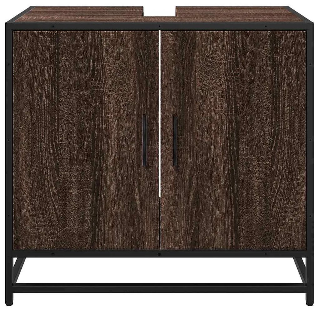 vidaXL ντουλάπι νιπτήρα μπάνιου καφέ δρυς 65x33x60 cm