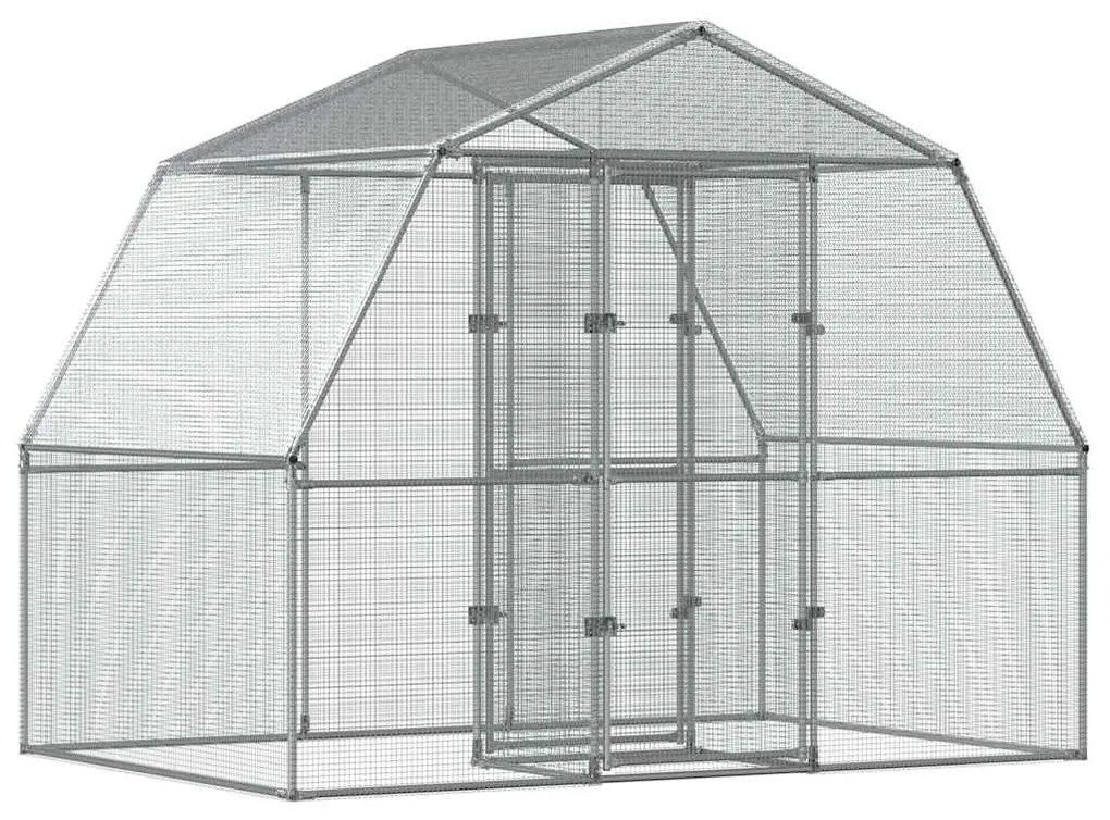 vidaXL Κλουβί με Πόρτα Ασημί Γαλβ. Χάλυβας