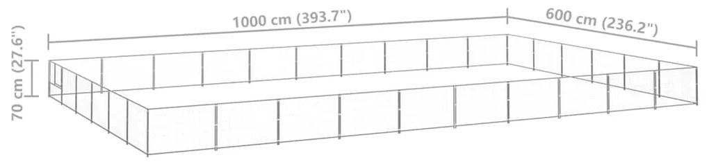 vidaXL Σπιτάκι Σκύλου Ασημί 60 μ² Ατσάλινο