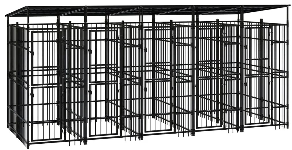 vidaXL Κλουβί Σκύλου Εξωτερικού Χώρου με Οροφή 9,22 μ² από Ατσάλι