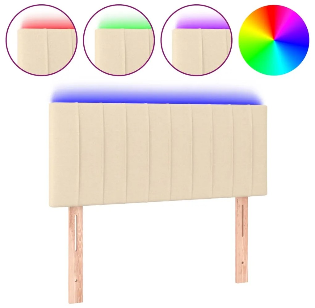 vidaXL Κεφαλάρι Κρεβατιού LED Κρεμ 100x5x78/88 εκ. Υφασμάτινο