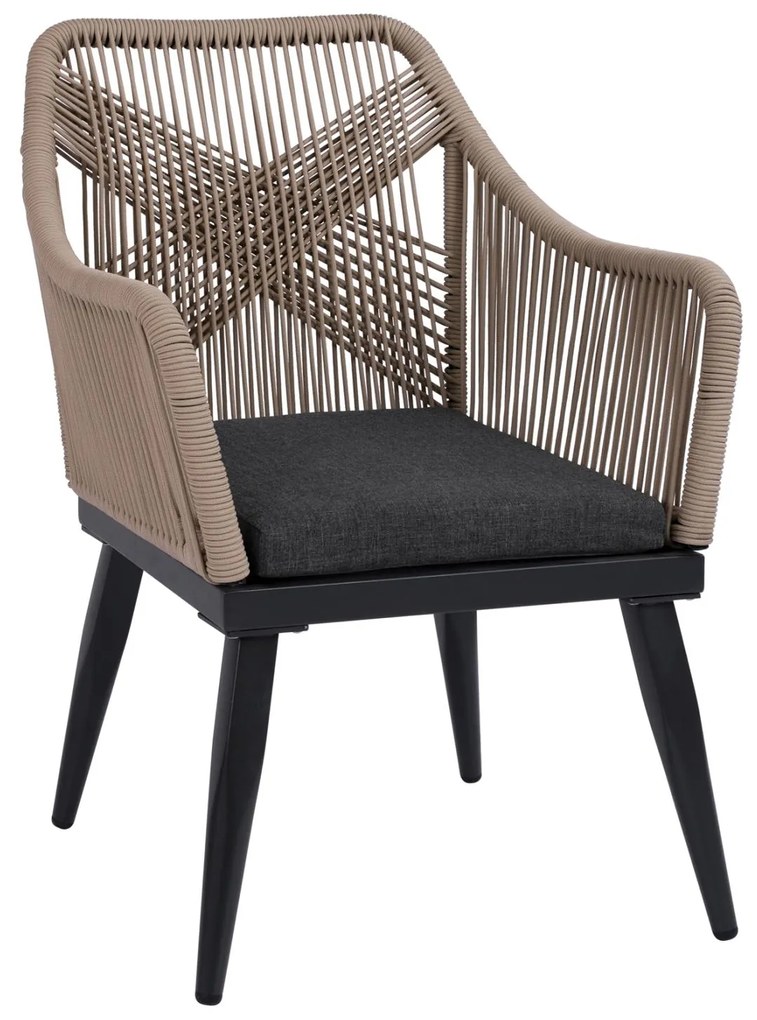 Καρέκλα - Πολυθρόνα MYRTIA C5549.12 Ανθρακί Αλουμινίου με Μπέζ Σχοινί 62x63x90Yεκ. 62x63x90 εκ.