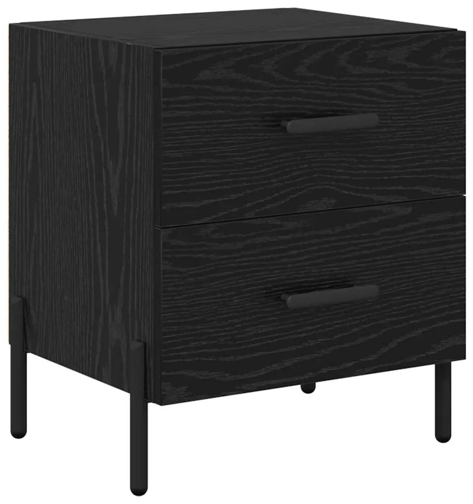 vidaXL Κομοδίνο 2 pcs Μαύρη δρυς 40 x 35 x 47.5 εκ Επεξεργασμένο ξύλο